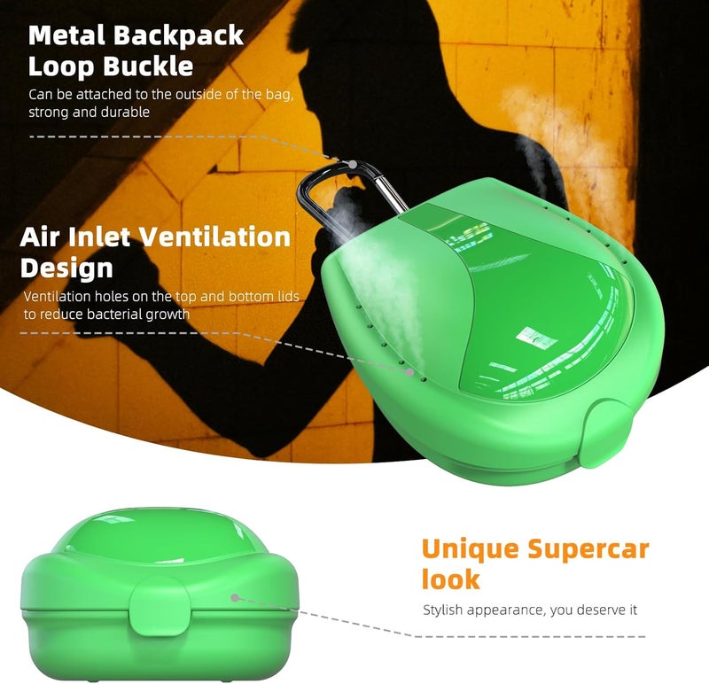 BVN Mouthguard Case Sports, Specialized Football and Basketball Mouthguard Cases, Students, Adults and Seniors Universal Sports Green - Image 4